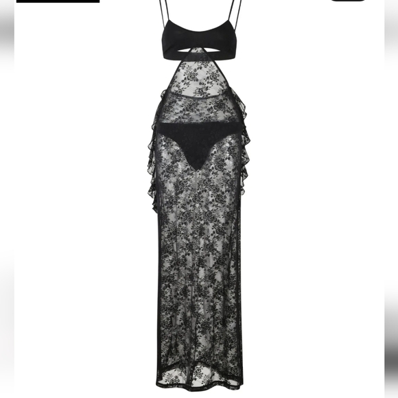 Ares Bkack Lace Maxi Dress, XS. - Picture 4 of 16